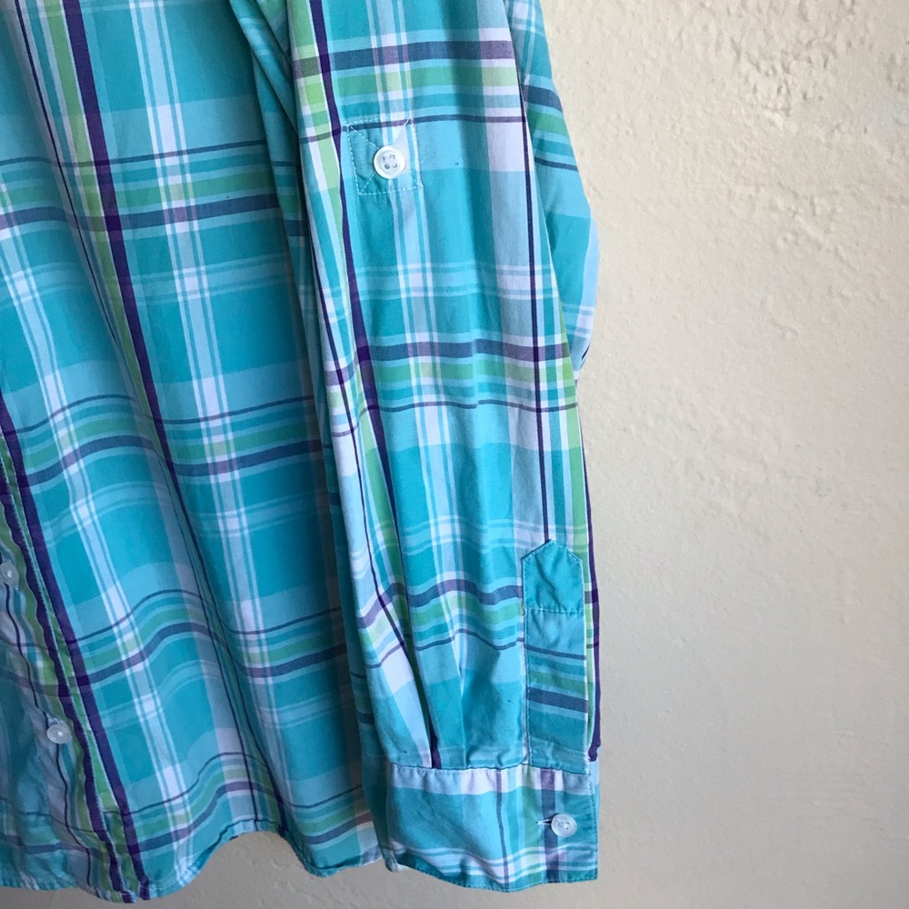 Cascade Blue Plaid Blouse - Picture 4 of 6